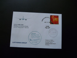 Lettre Premier Vol First Flight Cover Vancouver Munchen Airbus A350 Lufthansa 2018 - First Flight Covers