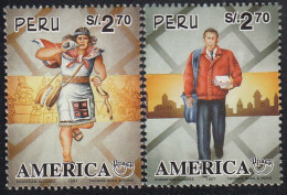 Upaep Perú 1107/08 1997 Mensajero Inca Cartero Postman Moderno MNH - Altri - America