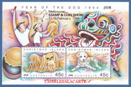 CHRISTMAS ISLAND 1994  CHINESE NEW YEAR DOG  OPT. MELBOURNE  SG MS 388  U.M. - Christmaseiland