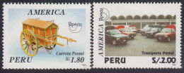 Upaep Perú 1054/55 1994 Carretilla Postal Antigua Furgonetas Modernas Car MNH - Altri - America