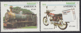 Upaep Paraguay 2668/69 1994 Locomotora De Vapor Motocicleta Train Bicycle MNH - Altri - America