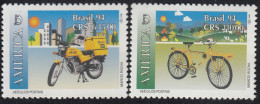 Upaep Brasil 2165/66 1994 Bicicleta Motocicleta Motorcycle Bicycle MNH - Altri - America