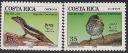Upaep Costa Rica 559/60 1992 Bird Anolis Pinaroloxias MNH - Altri - America