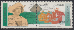 Upaep Brasil 2062/63 1992 Colón Columbus Carabelas Mapa De Europa MNH - Altri - America