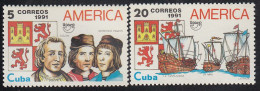 Upaep Cuba 3153C/3153D 1991 Colón Columbus Pinzón Carabelas Sta María Niña Pin - Altri - America