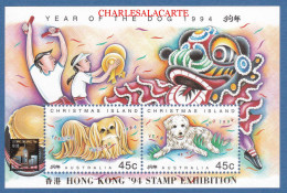 CHRISTMAS ISLAND 1994  CHINESE NEW YEAR DOG  OPT. HONG KONG  SG MS 388  U.M. - Christmaseiland