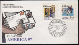 Upaep El Salvador 1324/25 1997 Cartero En Motocicleta SPD FDC Sobre Primer Día - Altri - America