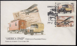 Upaep Chile 1228/29 1994 Primer Transporte Postal SPD FDC Sobre Primer Día - Altri - America