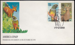 Upaep Chile 1182/83 1993 Cyanoliseus Hippocamelus SPD FDC Sobre Primer Día - Altri - America