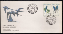 Upaep Brasil 2136/37 1993 Anodorhynchus SPD FDC Sobre Primer - Altri - America