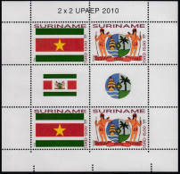 Upaep Suriname 2169/70 2010 Mini Hoja Bandera Y Escudo Adoptados MNH - America (Other)