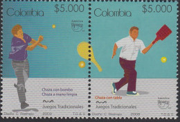 Upaep Colombia 1501/02 2009 Juegos Tradicionales Chaza Con Bombo Tabla Mano MN - America (Other)