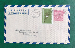 CUBA 1967, Spanish Antillas, SOBRE AEROGRAMA/ STACIONERY, CIRCULADO De HABANA A FINLANDIA - Luftpost