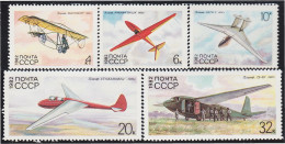 Rusia 4933/37 1982 Historia Del Deslizamiento Aviones MNH - Other & Unclassified