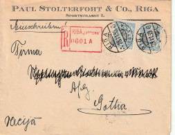 LATVIA LATVIJA  HORIZONTAL PAIR "RIGA" R-COVER TO GERMANY (1930) - Lettonie