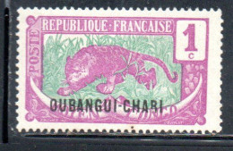 OUBANGUI CHARI UBANGI SHARI 1922 FAUNE FAUNA LEOPARD 1c MH - Unused Stamps