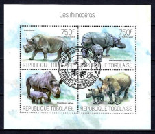 Animaux Rhinocéros Togo 2013 (326) Yvert N° 3585 à 3588 Oblitérés Used - Rhinoceros