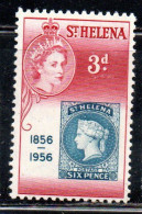 ST. SAINT HELENA ISLE ISOLA DI SANT'ELENA 1956 QUEEN ELIZABETH II CENTENARY OF THE FIRST POSTAGE STAMP 3p MNH - Sainte-Hélène