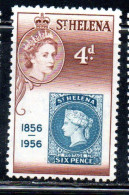 ST. SAINT HELENA ISLE ISOLA DI SANT'ELENA 1956 QUEEN ELIZABETH II CENTENARY OF THE FIRST POSTAGE STAMP 4p MNH - St. Helena