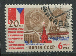 Soviet Union:Russia:USSR:Used Stamp Soviet Union And Czechslovakia Coat Of Arm, 1963 - Sellos
