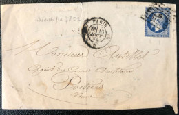 France N°14 Ah (bleu Foncé), POSTFS (début De La Variété) Sur DEVANT De Lettre - (B084) - 1849-1876: Classic Period