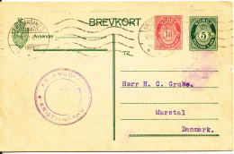 Norway Letter Card Sent To Denmark Kristiansand 30-8-1921 - Covers & Documents