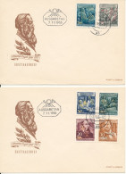 Germany DDR FDC 7-11-1955 Friedrich Engels Complete Set Of 6 Stamps On 2 Covers With Cachet - Autres & Non Classés