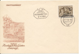 Germany DDR FDC 2-11-1953 Leipzig Zoo With Cachet - Andere & Zonder Classificatie