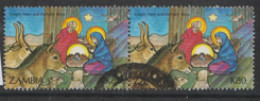 Zambia  1992  SG 709  Christmas   Fine Used  Pair - Zambie (1965-...)