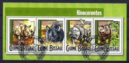 Animaux Rhinocéros Guinée Bissau 2015 (329) Yvert N° 6012 à 6015 Oblitérés Used - Rinocerontes