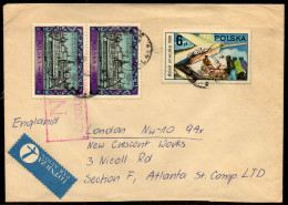 POLAND 198? SOLIDARITY SOLIDARNOSC PERIOD MARTIAL LAW NIE CENZUROWANO NOT CENSORED MAUVE CACHET TO LONDON - Storia Postale