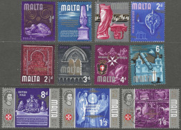 Malta. 1965-70 Definitives. 11 MH Values To 1/6. SG 330etc. M3019 - Malta