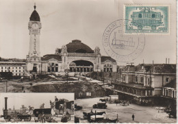 France 1956 Centenaire Du Chemin De Fer Limoges Sur CPA Gare - Gedenkstempel