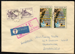 POLAND 1981 SOLIDARITY SOLIDARNOSC PERIOD MARTIAL LAW NIE CENZUROWANO NOT CENSORED MAUVE CACHET SOSNOWIEC TO LONDON - Storia Postale