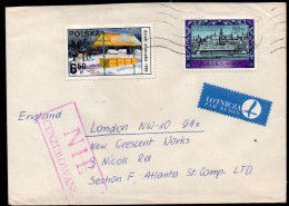 POLAND 198? SOLIDARITY SOLIDARNOSC PERIOD MARTIAL LAW NIE CENZUROWANO NOT CENSORED MAUVE CACHET TO LONDON - Cartas & Documentos