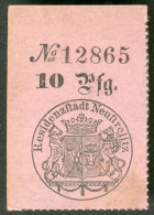 Mecklenburg-Strelitz 10 Pfennig Sogenanntes Hochtzeitgeld O.Jahr/Datum, Lila Kartonpapier, I-II - [ 1] …-1871 : Stati Tedeschi