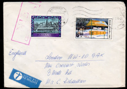 POLAND 1981 SOLIDARITY SOLIDARNOSC PERIOD MARTIAL LAW NIE CENZUROWANO NOT CENSORED MAUVE CACHET KATOWICE TO LONDON - Storia Postale