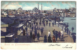 Turquie - Constantinople - Salut De Constantinople - Le Pont De Galata - Cachet Poste Française Pour La France - 1904 - Covers & Documents