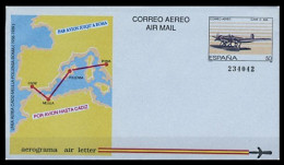 España Aerograma 214 1989 Línea Aérea Cadiz Melilla Polinesia Roma Avión Plane - Luchtpostbladen