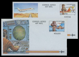 España Aerogramas 207/08 1984 Aeropuertos Foronda, Vitoria Y Gerona Avión Plan - Luchtpostbladen