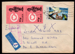 POLAND 198? SOLIDARITY SOLIDARNOSC PERIOD MARTIAL LAW NIE CENZUROWANO NOT CENSORED MAUVE CACHET TO LONDON - Storia Postale