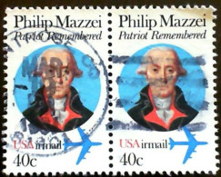 N° 92 PA92 Airmail, Philip Mazzei, Patriot Remembered Timbre Stamp USA Etats-Unis (1980) Oblitéré - Usados