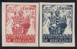 Barcelona 49/50s 1943 450 Aniversario Llegada De Colón Barco Boat MNH - Barcelona