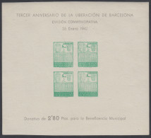 Barcelona 39 1942 Liberación De Barcelona Cruz De Tinta MNH - Barcellona