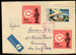 POLAND 1981 SOLIDARITY SOLIDARNOSC PERIOD MARTIAL LAW NIE CENZUROWANO NOT CENSORED MAUVE CACHET TO LONDON - Covers & Documents