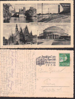 Breslau Deutsches Turn- Und Sportfest 1938, MWSt. 26.7.38 Auf Passender Sondermarke, 4-Bilder-Ak - Maschinenstempel (EMA)