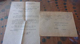 WWII COMITE NATIONAL DE LIBERATION CANTAL AURILLAC BONNAC LETTRE ET ENVELOPPE LISTE DES MEMBRES DE BONNAC - Documenti Storici