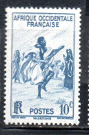 AOF AFRICA OCCIDENTALE FRANCESE AFRIQUE FRANCAISE 1947 RIFLE DANCE MAURITANIA 10c MNH - Ungebraucht