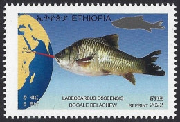 Ethiopia 2022 Endemic Carp Fish Labeobarbus Osseensis Lake Tana Reprint 5Br From 2017 Issue, Colour & Text Changed Mint - Etiopia