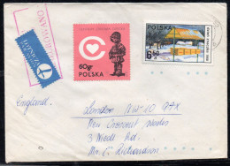 POLAND 198? SOLIDARITY SOLIDARNOSC PERIOD MARTIAL LAW NIE CENZUROWANO NOT CENSORED MAUVE CACHET TO LONDON - Storia Postale